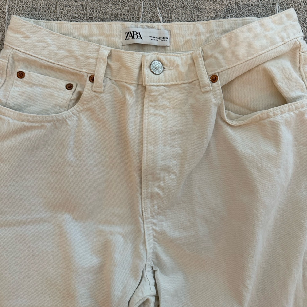 Zara White Jeans Raw Hem